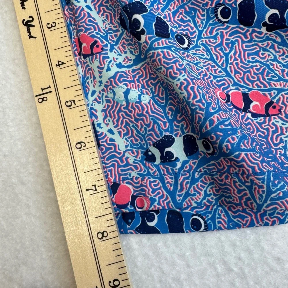 Peter Millar Swim Trunks Mens Small Blue Pink‎ Clownfish Coral Seaside Excellent